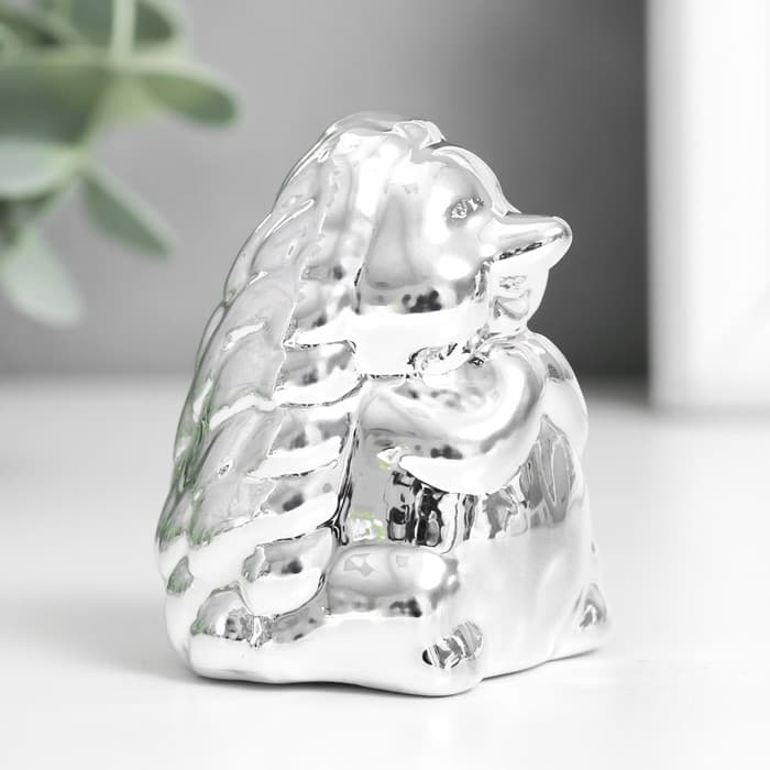 Фигурка керамика «Ёжик», серебро, 5×4.5×6.7 см