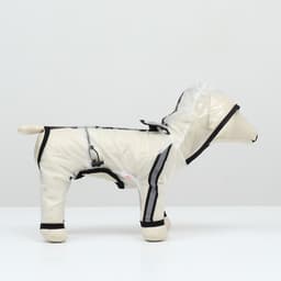 Дождевик - комбинезон для собак, размер S, ДС 26, ОГ 35, ОШ 26.5 см, вес 3-5 кг, прозрачный