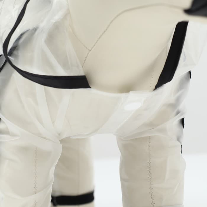 Дождевик - комбинезон для собак, размер S, ДС 26, ОГ 35, ОШ 26.5 см, вес 3-5 кг, прозрачный