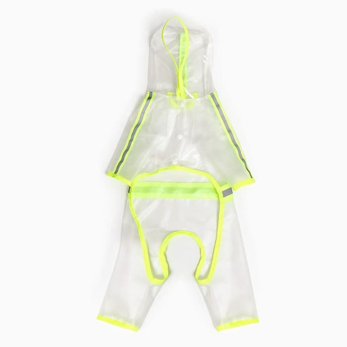 Дождевик - комбинезон для собак, размер S, ДС 25, ОГ 37 см, вес 3-5 кг, прозрачный, жёлтый