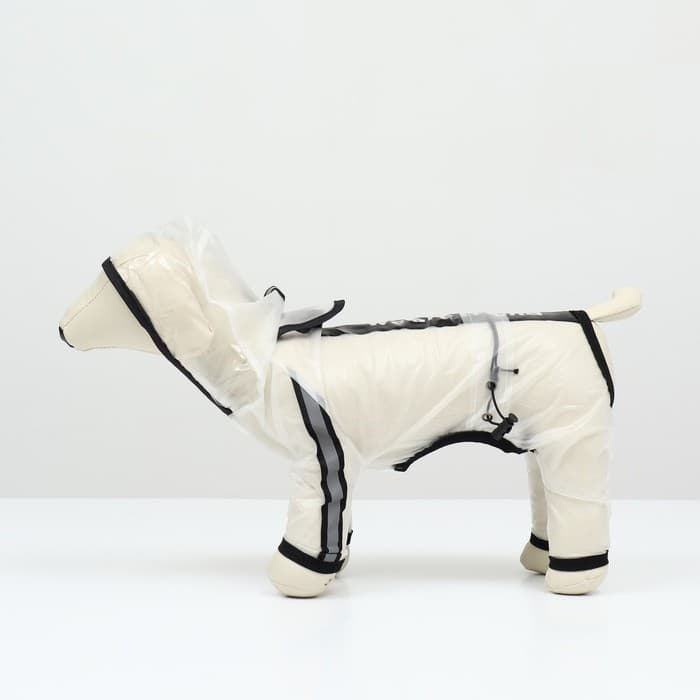 Дождевик-комбинезон для собак, размер M, ДС 30, ОГ 40, ОШ 31.5 см, вес 5-7 кг, прозрачный