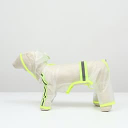 Дождевик - комбинезон для собак, размер M, ДС 30, ОГ 42 см, вес 5-8 кг, прозрачный, жёлтый