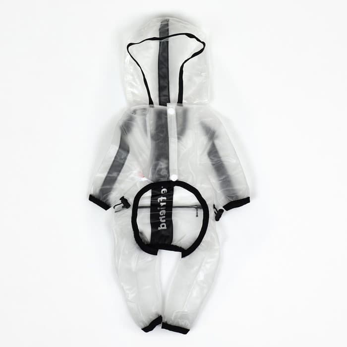 Дождевик - комбинезон для собак, размер 3XL, ДС 46, ОГ 71.5, ОШ 51 см, вес 20-26 кг, прозрачный