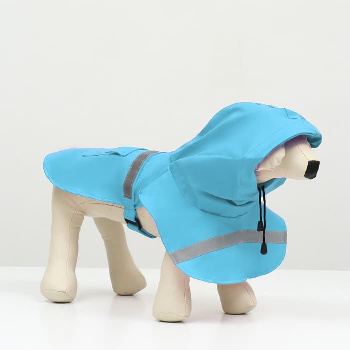 Дождевик для собак, размер XS, ДС 15-20, ОГ 17-22, ОШ 13-17 см, голубой
