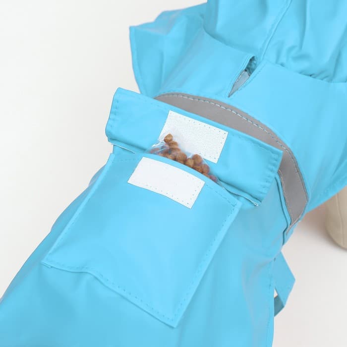 Дождевик для собак, размер XS, ДС 15-20, ОГ 17-22, ОШ 13-17 см, голубой