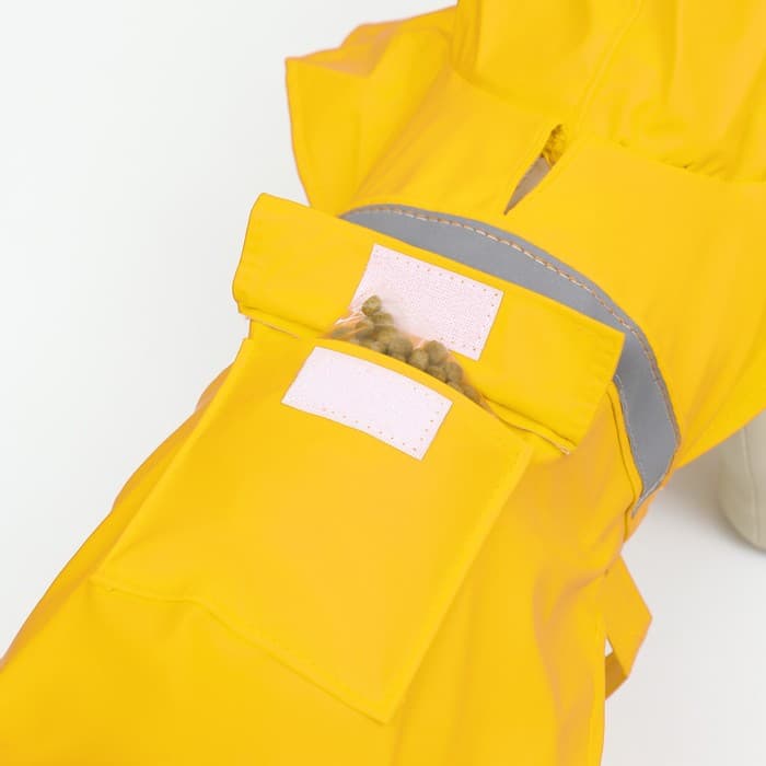 Дождевик для собак, размер М, ДС 25-30, ОГ 33-35, ОШ 21-25 см, жёлтый