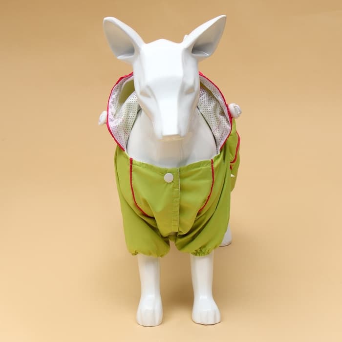 Комбинезон для собак, демисезонный, размер XS, ДС 21, Ог 29, ОШ 19 см, с сумкой, салатовый