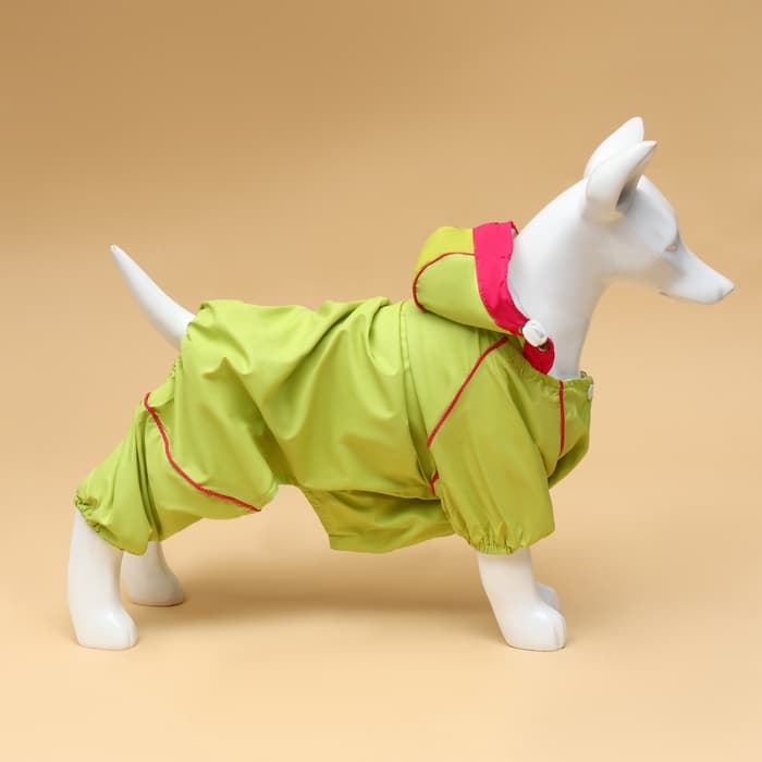 Комбинезон для собак, демисезонный, размер XS, ДС 21, Ог 29, ОШ 19 см, с сумкой, салатовый
