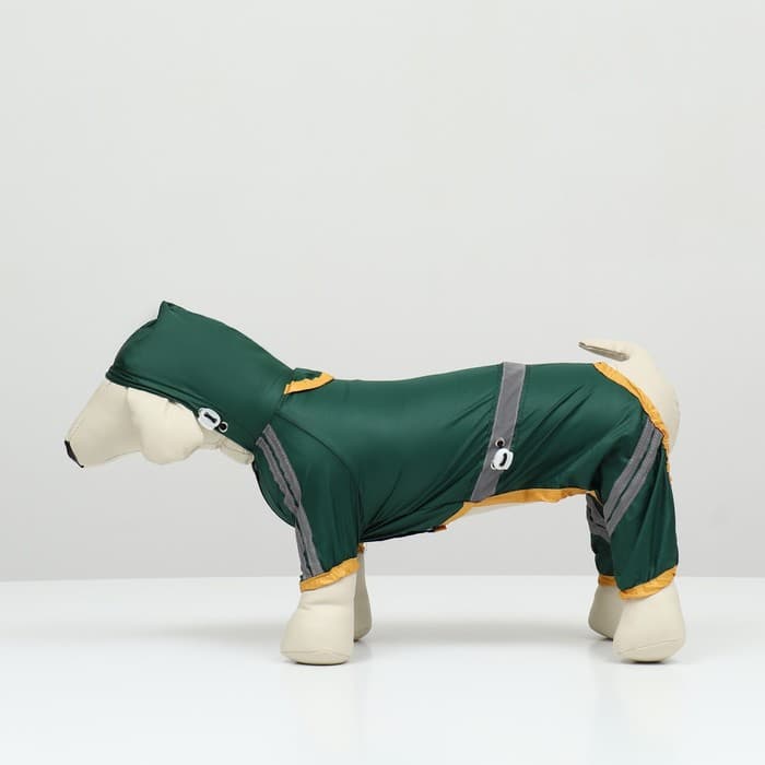 Комбинезон для собак, демисезонный, размер M, ДС 25-27, Ог 35-37, ОШ 27-29 см, зелёный