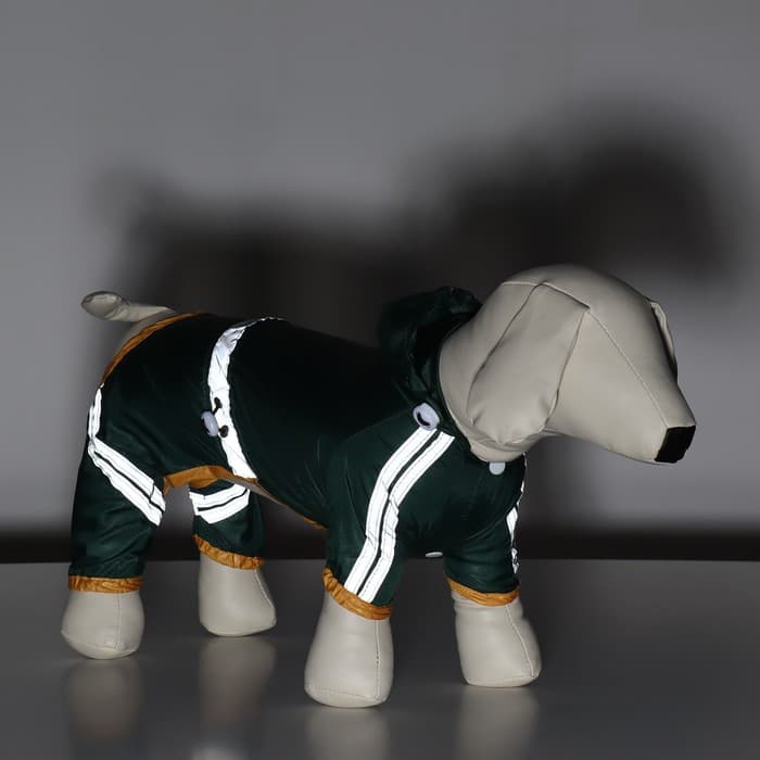 Комбинезон для собак, демисезонный, размер L, ДС 28-30, Ог 43-45, ОШ 31-33 см, зелёный