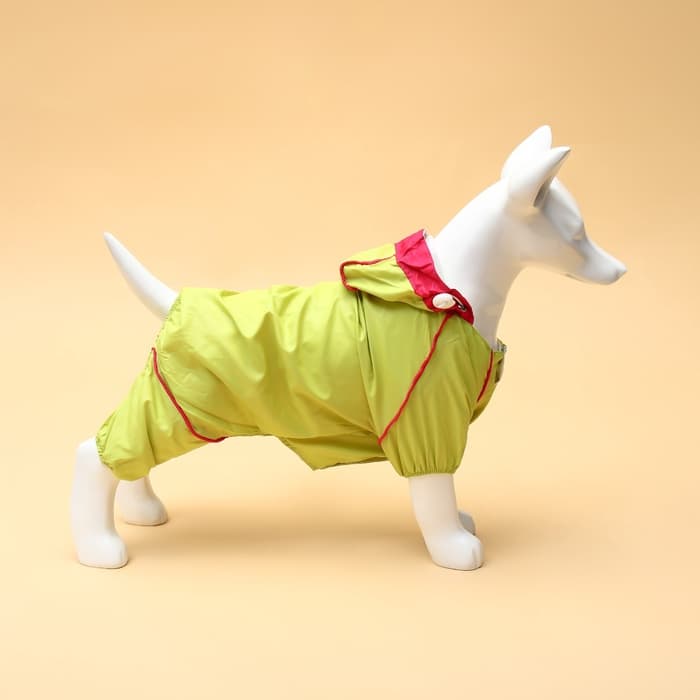 Комбинезон для собак, демисезонный, размер XL, ДС 37, Ог 49, ОШ 33 см, с сумкой, салатовый