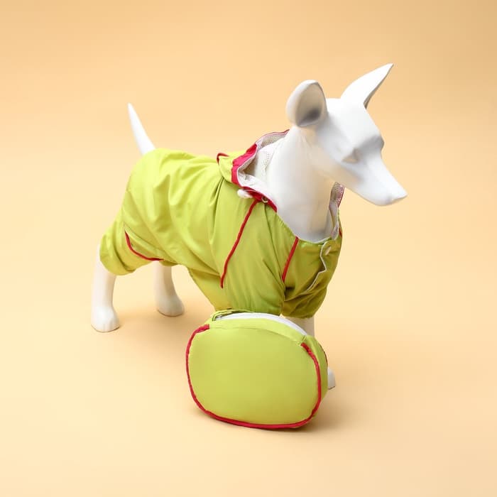 Комбинезон для собак, демисезонный, размер XL, ДС 37, Ог 49, ОШ 33 см, с сумкой, салатовый