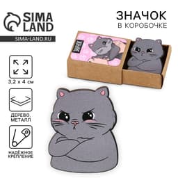 Значок деревянный «Котик», 3.2×4 см