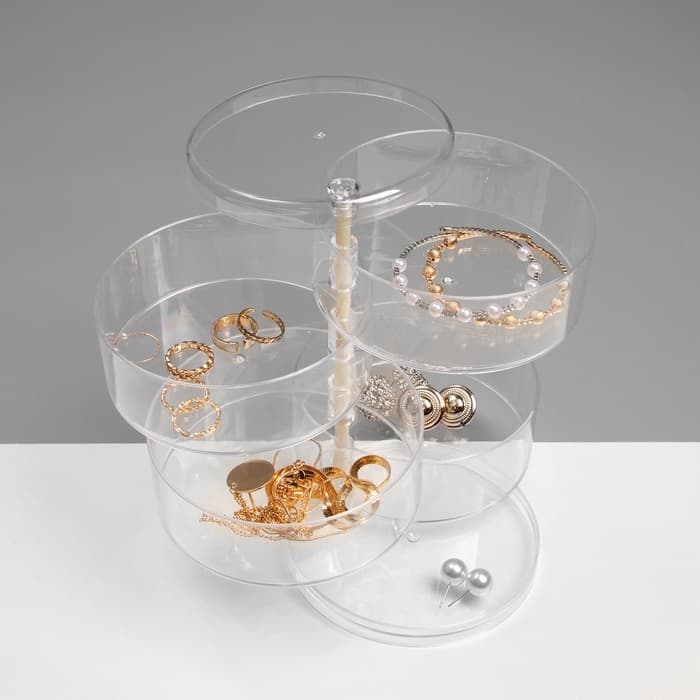 Шкатулка 4 секции, 11.5×17.5 см, прозрачная