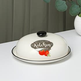 Блинница с крышкой, 23×9.7 см, керамика, белая