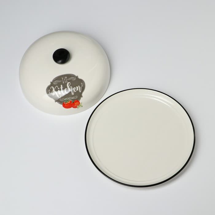 Блинница с крышкой, 23×9.7 см, керамика, белая