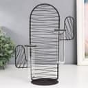 Фигурка с колбами (вазонами) «Кактус. Штрихи», чёрный, 15×9×26 см