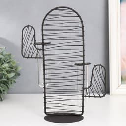 Фигурка с колбами (вазонами) «Кактус. Штрихи», чёрный, 15×9×26 см
