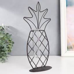 Фигурка с колбой для сухоцветов, цветка «Ананас», чёрный, 15×5.5×25 см