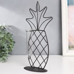 Фигурка с колбой для сухоцветов, цветка «Ананас», чёрный, 15×5.5×25 см