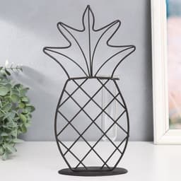 Фигурка с колбой для сухоцветов, цветка «Ананас», чёрный, 15×5.5×25 см