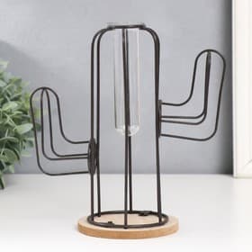 Фигурка с колбой (вазоном) «Кактус», чёрный, 20×12×22.5 см