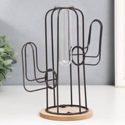Фигурка с колбой (вазоном) «Кактус», чёрный, 20×12×22.5 см