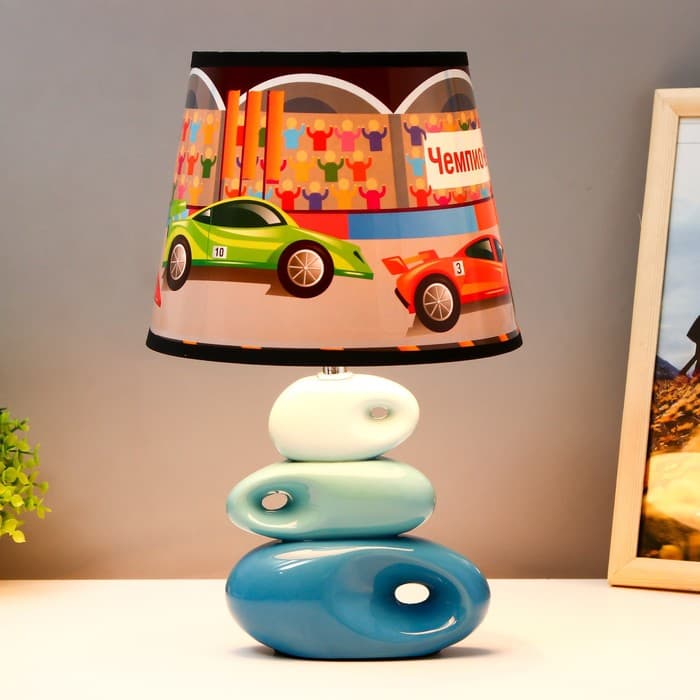 Настольная лампа с абажуром RISALUX «Тачки», Е14, 15 Вт, 25×25×38 см