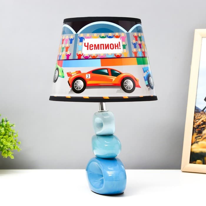 Настольная лампа с абажуром RISALUX «Тачки», Е14, 15 Вт, 25×25×38 см