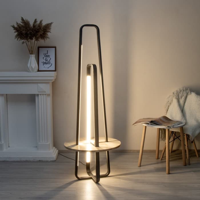 Торшер BayerLux «Лоути», LED, 44 Вт, 4000К, чёрный, 60×60×160 см