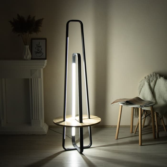 Торшер BayerLux «Лоути», LED, 44 Вт, 4000К, чёрный, 60×60×160 см