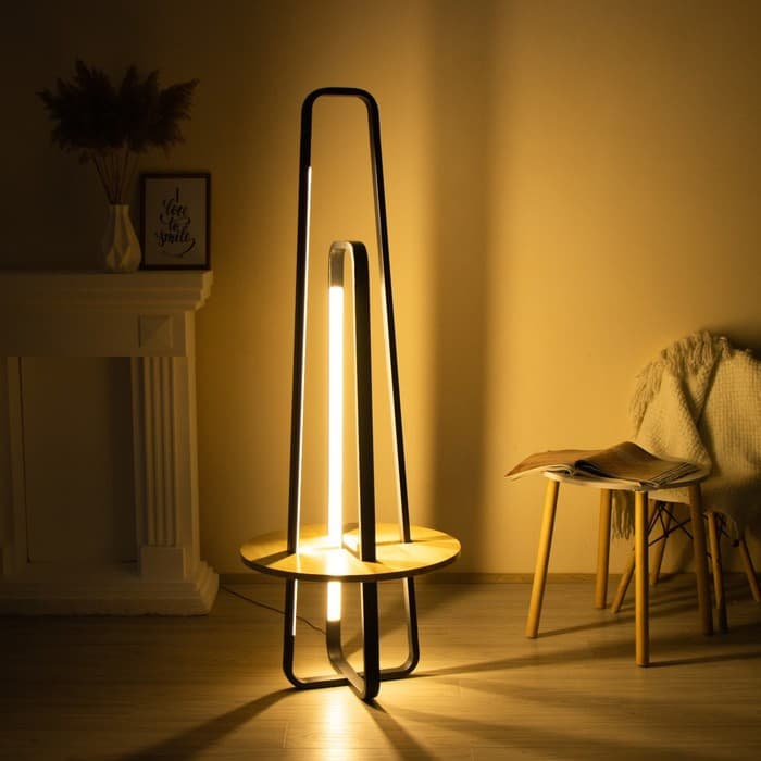 Торшер BayerLux «Лоути», LED, 44 Вт, 4000К, чёрный, 60×60×160 см