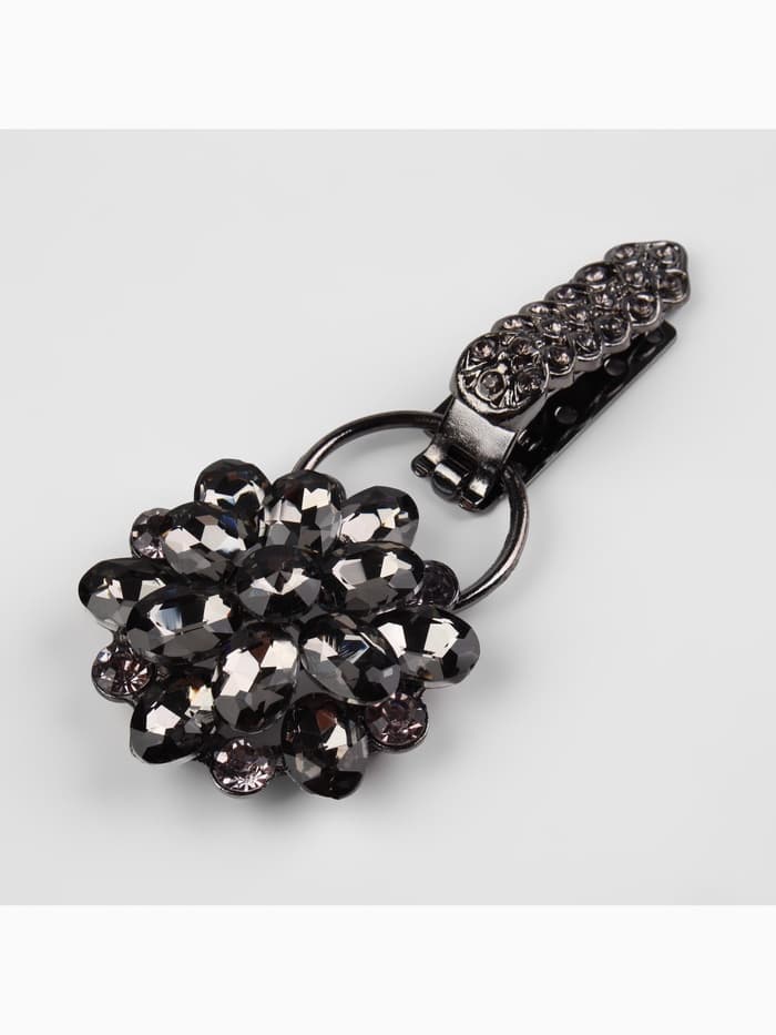 Декоративная застёжка «Стеклянный цветок», 10.5×5 см, цвет чёрный