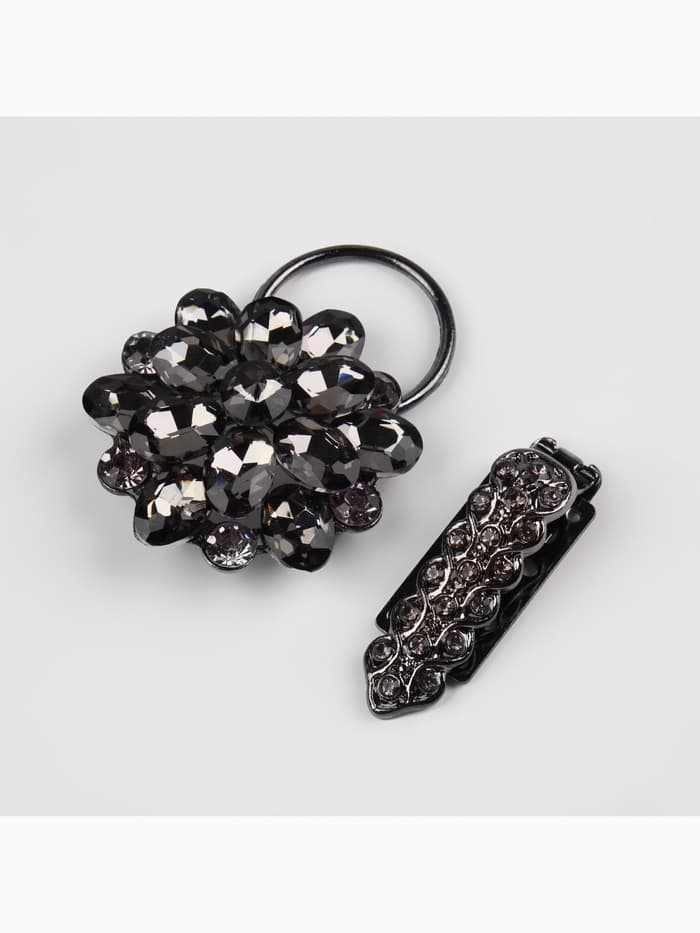 Декоративная застёжка «Стеклянный цветок», 10.5×5 см, цвет чёрный