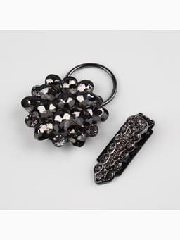 Декоративная застёжка «Стеклянный цветок», 10.5×5 см, цвет чёрный