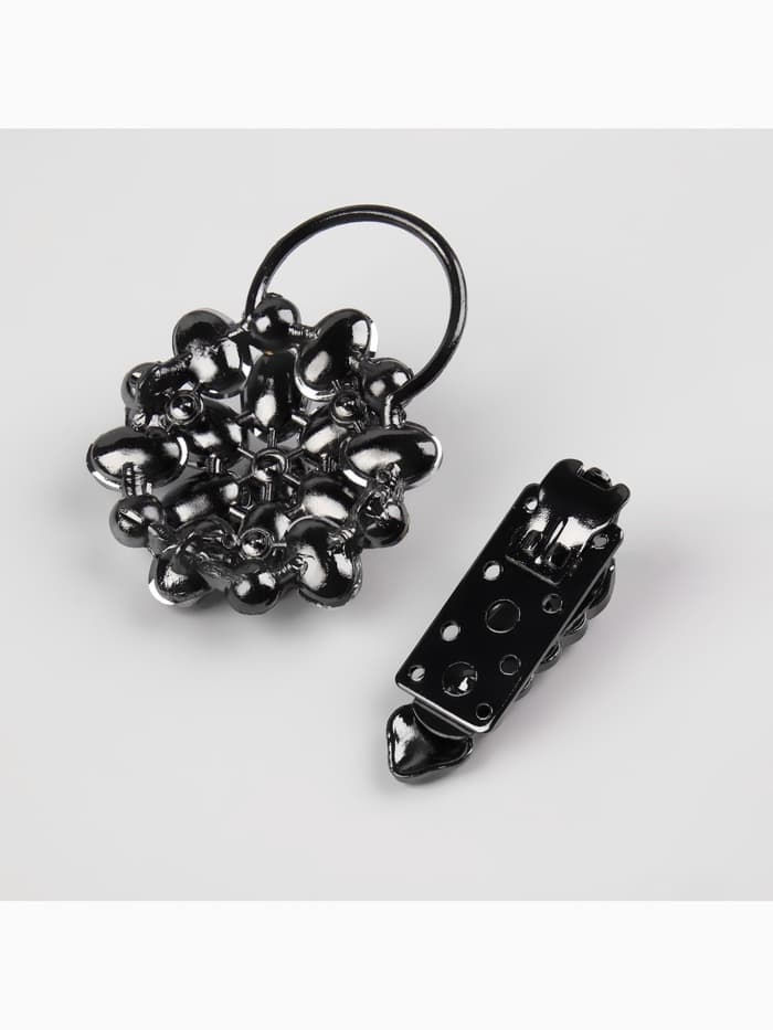 Декоративная застёжка «Стеклянный цветок», 10.5×5 см, цвет чёрный