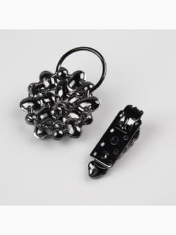 Декоративная застёжка «Стеклянный цветок», 10.5×5 см, цвет чёрный