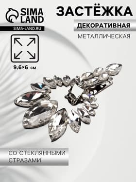 Декоративная застёжка, 9.6×6 см, цвет серебряный