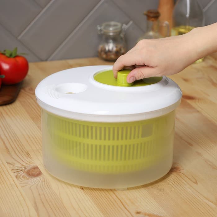 Центрифуга для сушки зелени Доляна Fresh cook, 3.7 л, пластик, белая, зелёная