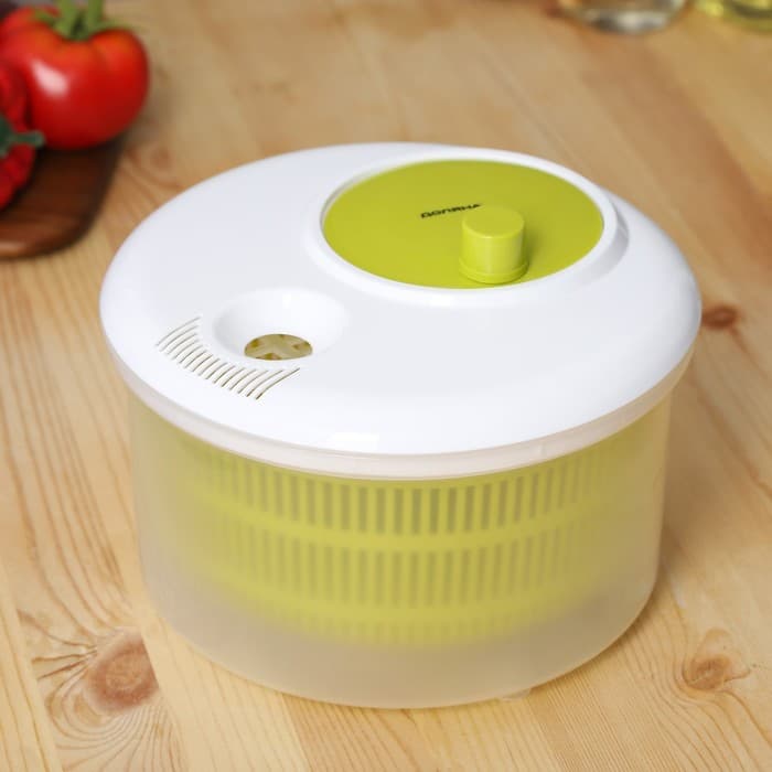 Центрифуга для сушки зелени Доляна Fresh cook, 3.7 л, пластик, белая, зелёная