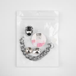 Аксессуары для резиновых сабо, цепочка и стразы, 4 шт., цвет серебряный