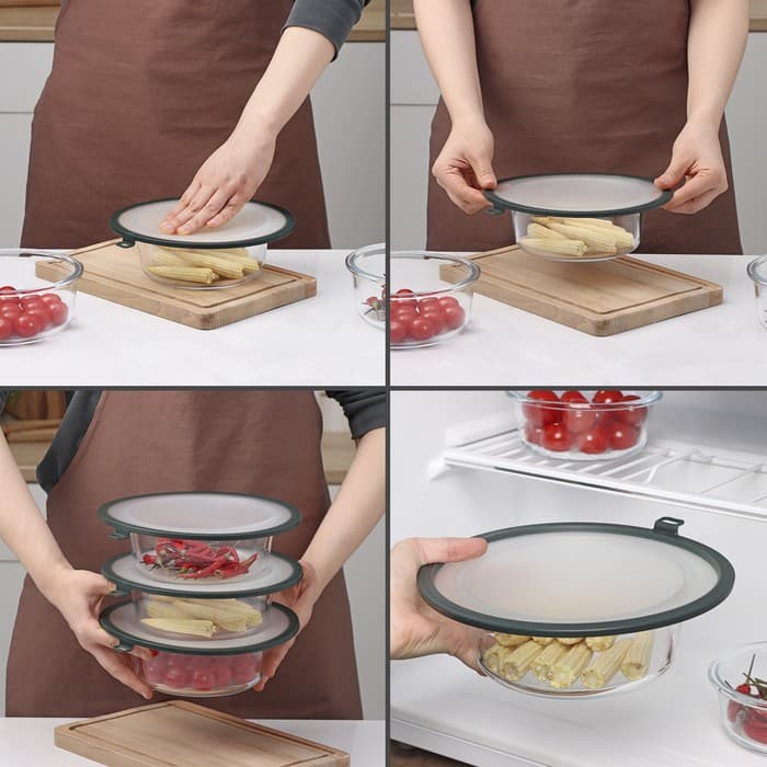 Вакуумная крышка для посуды Доляна, d=22.5 см, зелёная