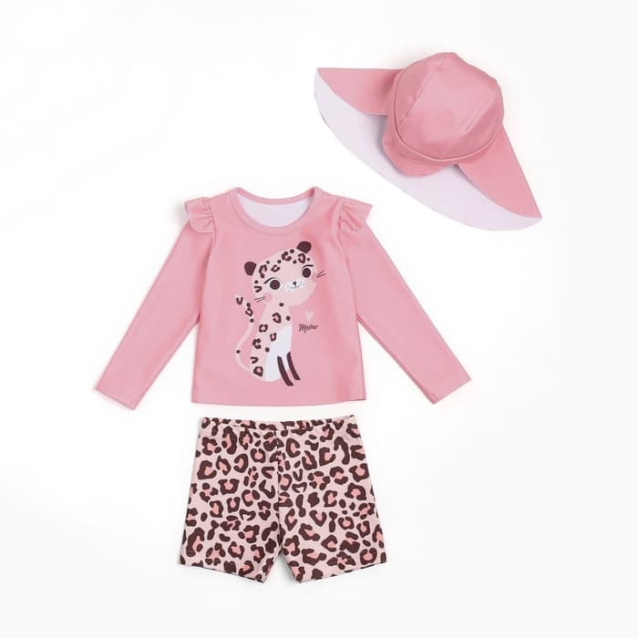 Купальник детский (лонгслив, шортики, панамка) «Крошка Я. Лео», рост 80-86 см, розовый