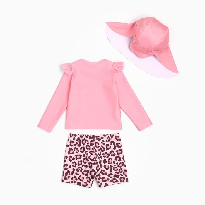 Купальник детский (лонгслив, шортики, панамка) «Крошка Я. Лео», рост 86-92 см, розовый