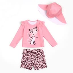 Купальник детский (лонгслив, шортики, панамка) «Крошка Я. Лео», рост 86-92 см, розовый