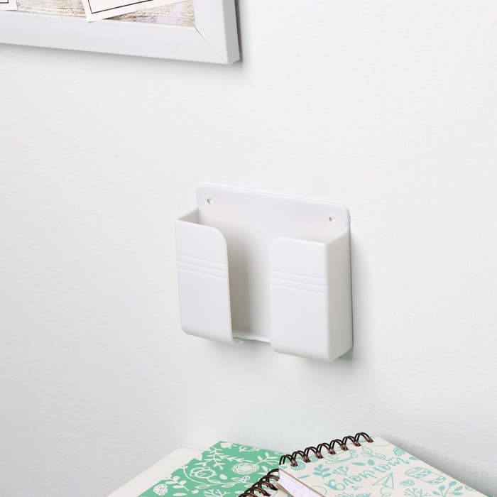 Держатель для телефона, настенный, самоклеящийся, 10×8.7×2.8 см, белый