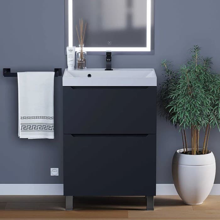 Тумба напольная Uperwood, под раковину Uperwood Tanos 60, 2 ящика, цвет чёрный матовый