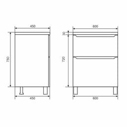Тумба напольная Uperwood, под раковину Uperwood Tanos 60, 2 ящика, цвет чёрный матовый