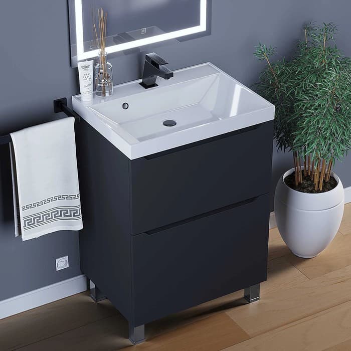 Тумба напольная Uperwood, под раковину Uperwood Tanos 60, 2 ящика, цвет чёрный матовый