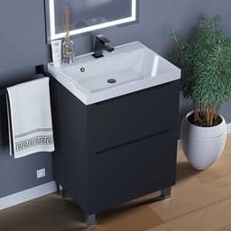Тумба напольная Uperwood, под раковину Uperwood Tanos 60, 2 ящика, цвет чёрный матовый